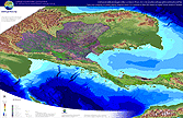 Ŵ Landsat (Band 5-4-3)  .. 2543-2546 ͹ѺҾͧ ԵѡɳԻȢͧ False color composite of Landsat satellite imageries (Band 5-4-3) acquired in 2000-2003 draped on 3D Digital Terrian Model of Thailand