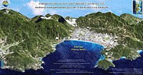 ҾŨҡ Ikonos ͹ѺẺͧѡɳԻ ǳҴҵͧ ѹ֡Ҿѹ 24 Ҥ .. 2547Ikonos satellite image overlaid with the simulated topography of Patong Beach acquired on 24 February 2004